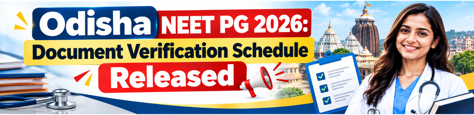 Odisha NEET PG Counselling 2026: Document Verification Schedule Released