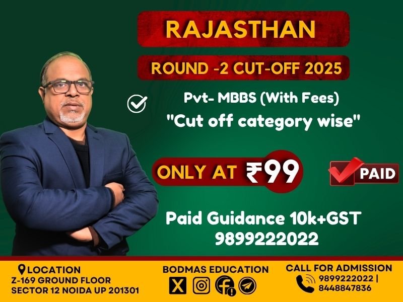 Rajasthan Pvt - MBBS Cut-Off R-2 - 2025