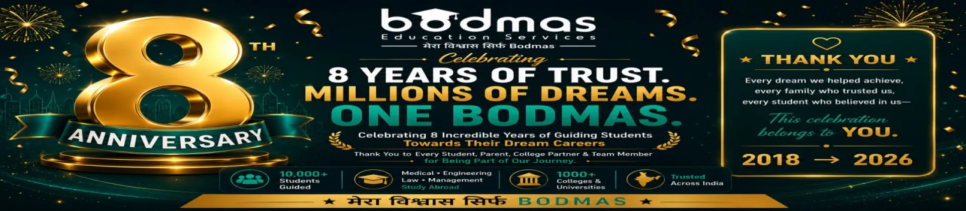 Happy 18th Anniversary, Bodmas Education